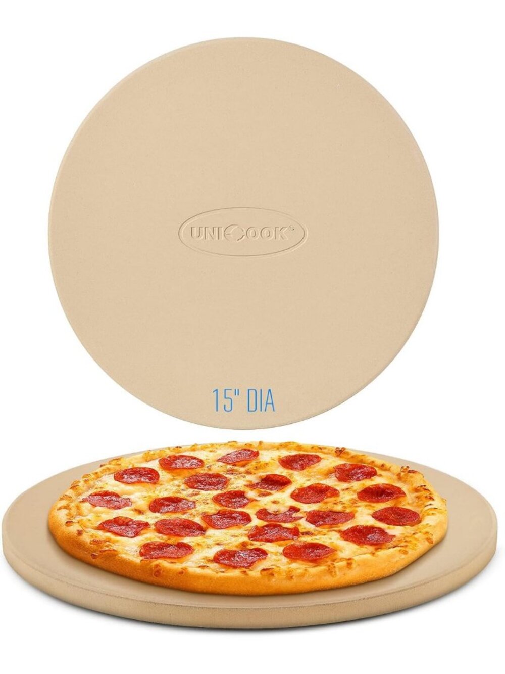 15" Round Pizza Stone for Oven & Grill - Cordierite Baking Stone, Perfect for